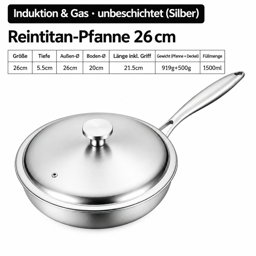 Reintitan-Pfanne 26 cm Maße